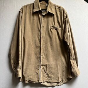 Gianni Brun Made in Italy Corduroy Button-Up Shirt Tan Brown Sz M